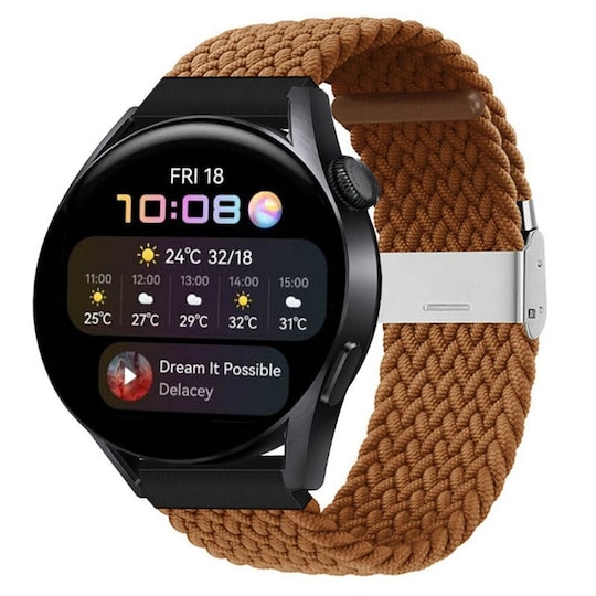 Flettet Elastik Armbånd Huawei Watch 3 (46mm) - Brun