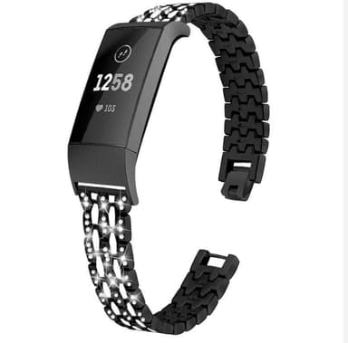 Fitbit Charge 3/4 metal med rhinestones Black/Crystal | Elgiganten