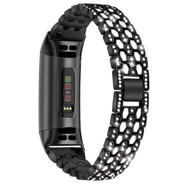 Fitbit Charge 3/4 metal med rhinestones Black/Crystal | Elgiganten