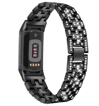 REALSIGN Metallarmband Für Fitbit Charge 6/5 - Kubanische Kette Mit Charm Anhängern
