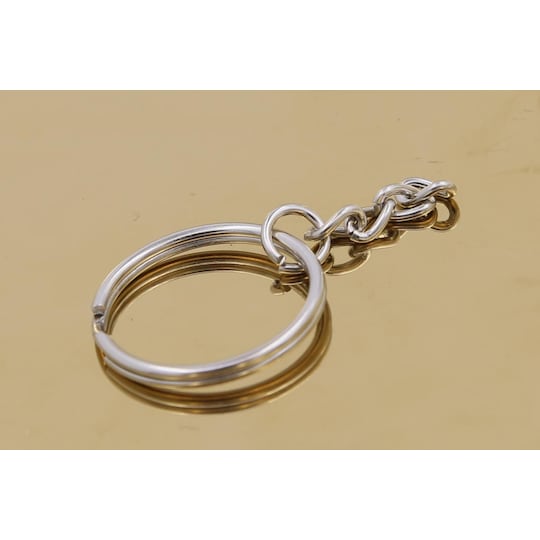 50-pak nøgleringe kort kæde 25 mm Sølv