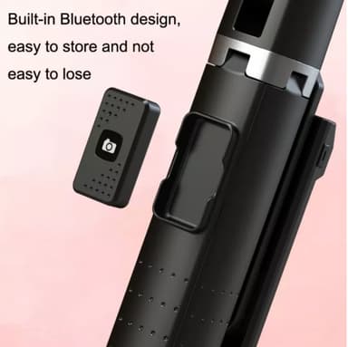 Mobilstativ selfie stick med trådløs Bluetooth fjernbetjening Sort