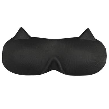 3D sovmask med kattöron Sort