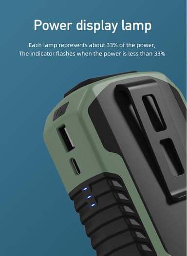 Bærbar blæser med taljeklemme 6000 mAh Grøn