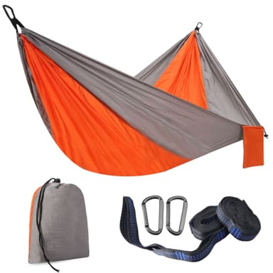 Camping hængekøje med træstropper orange
