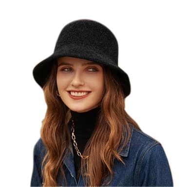 Bøttehat Chenille Sort 55-58 cm