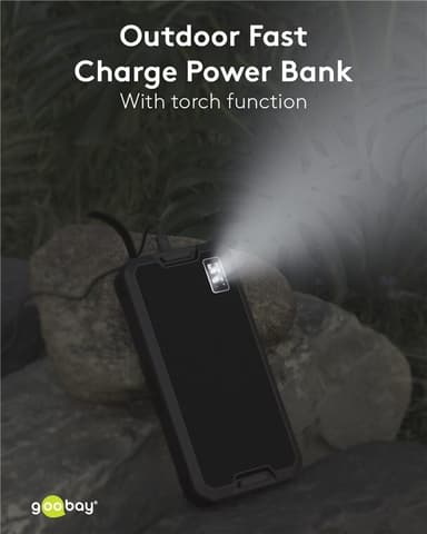 Goobay Udendørs hurtig opladning Powerbank med solcelle 20.000 mAh (USB-C™ PD, QC 3.0)