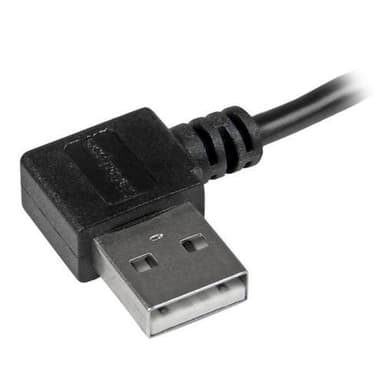 StarTech.com USB2AUB2RA2M, 2 m, USB A, Micro-USB B, USB 2.0, Hanstik/Hanstik, Sort