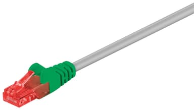 Krydset netværkskabel CAT 6, U/UTP, grå, grøn