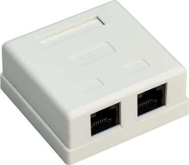 2-port RJ45-tilslutningsdåse, CAT 6, UTP, hvid