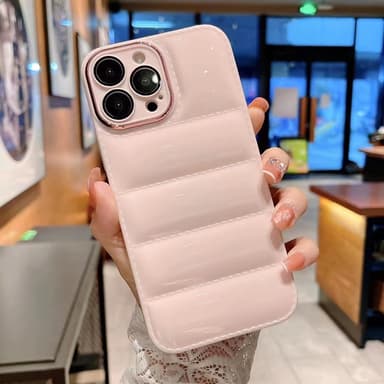 The Puffer Phone Case Down Soft Touch Jacket 3D beskyttelsescover Lyserød iPhone 13 Pro