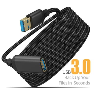 USB 3.0 forlængerkabel 5 Gbps nylon Sort 5 m