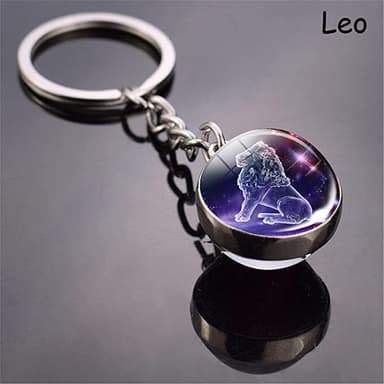 Leo Zodiac lysende krystalkugle nøglering