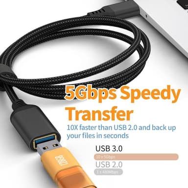 USB 3.0 forlængerkabel 5 Gbps nylon Sort 5 m
