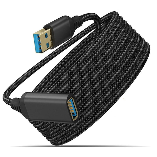 USB 3.0 forlængerkabel 5 Gbps nylon Sort 3 m