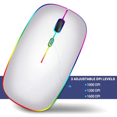 INF Trådløs mus med RGB LED dual mode Bluetooth/Wifi Sølv
