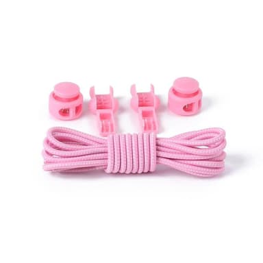 Elastic No Tie Snørebånd med Buckle Pink 5-par