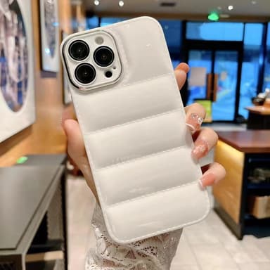 The Puffer Phone Case Chic Down Soft Touch Jacket 3D beskyttelsescover hvid iPhone 13