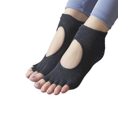 Halvtæer Yoga Sokker Anti-Slip Sort 36 2/3 - 39 1/3 1 Par