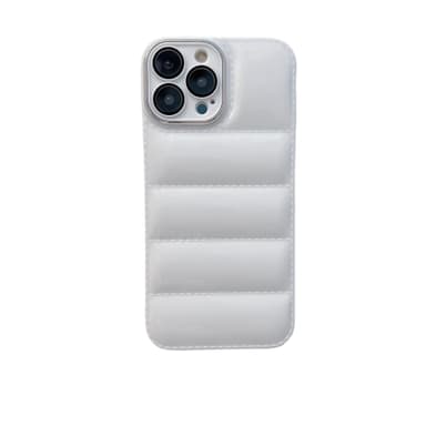 The Puffer Phone Case Chic Down Soft Touch Jacket 3D beskyttelsescover hvid iPhone 13