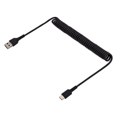 StarTech.com 1 m USB-A till C-laddningskabel, kraftig spiralkabel för snabb lad