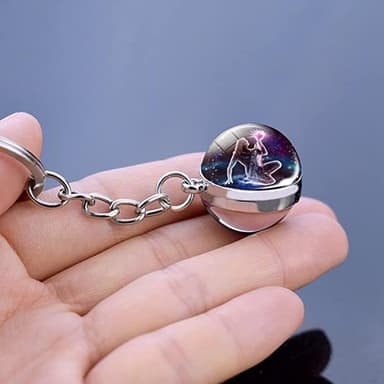 Aquarius Zodiac lysende krystalkugle nøglering