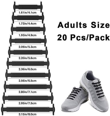 No Tie Snørebånd 20-Pack Sort
