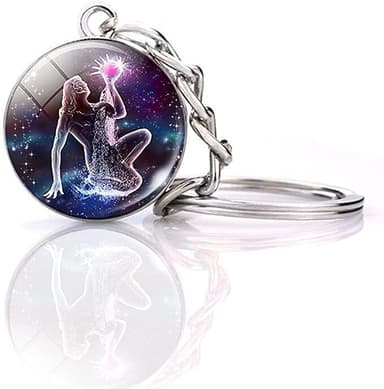 Aquarius Zodiac lysende krystalkugle nøglering
