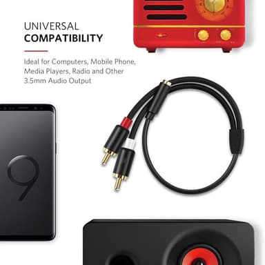 3,5 mm til RCA-kabel Sort