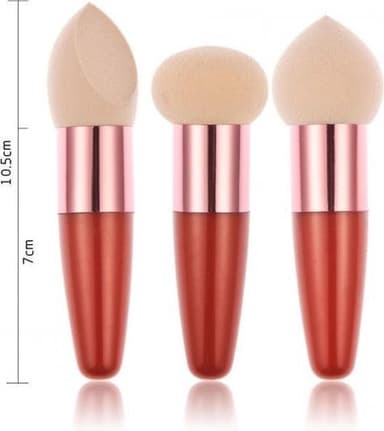Powder Puff Svampe Makeup Svampblender Puff Med Håndtag 3 Pakke Natur