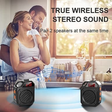 Bluetooth højttaler med digitalt ur IPX7 vandtæt Sort
