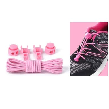 Elastic No Tie Snørebånd med Buckle Pink 5-par