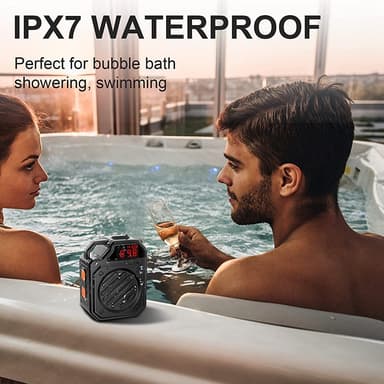 Bluetooth højttaler med digitalt ur IPX7 vandtæt Sort