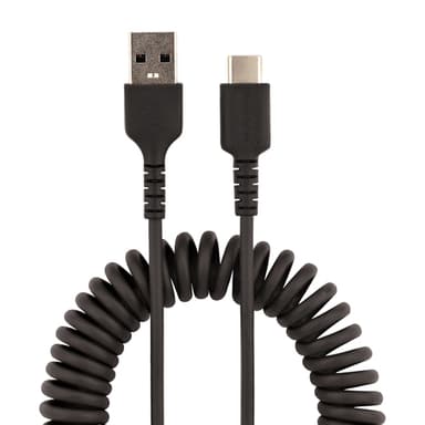 StarTech.com 1 m USB-A till C-laddningskabel, kraftig spiralkabel för snabb lad