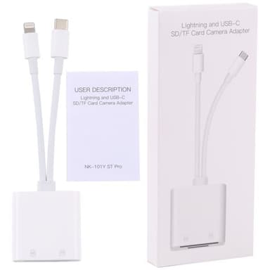 Memorycardlæser med USB-C og Lightning