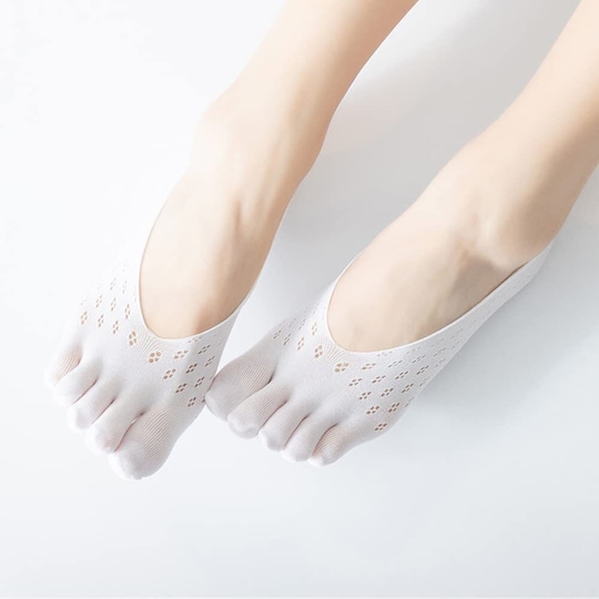 Fem tæer sokker Ultra Low Cut åndbar hvid 5-par