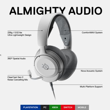 SteelSeries Arctis Nova 1P gaming headset (hvid)
