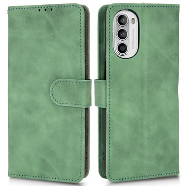 SKALO Motorola Moto G52 Matt PU-læderpungetui - Grøn