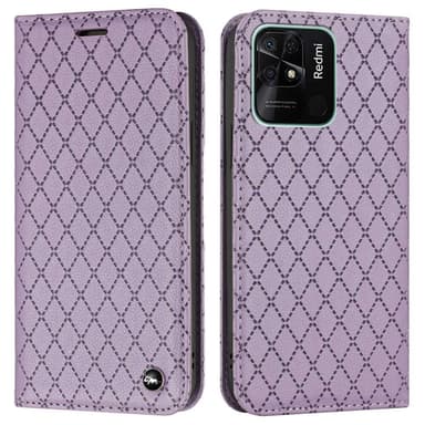SKALO Xiaomi Redmi 10C Rhombus Litchi Flip Cover - Lilla