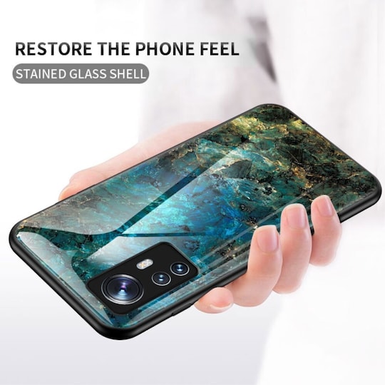 SKALO Xiaomi 12 Marmor hærdet glas TPU Cover - #5