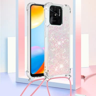 SKALO Xiaomi Redmi 10C Kvicksand Glitter Mobile Collar - Lyserød