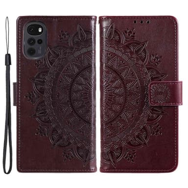 SKALO Motorola Moto G22 Mandala Flip Cover - Brun