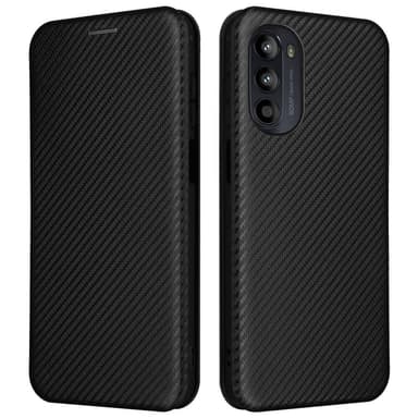 SKALO Motorola Moto G52 Carbon Fiber Pungetui - Sort