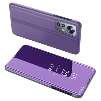 SKALO Xiaomi 12 Pro Clear View Mirror Etui - Mørk lilla