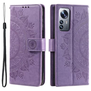 SKALO Xiaomi 12 Pro Mandala Flip Cover - Lilla