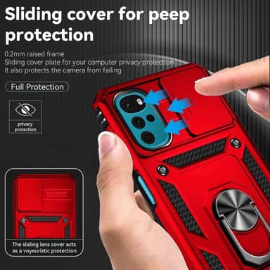 SKALO Motorola Moto G22 Armor Hybrid Metal Ring Camera Slider - Rød