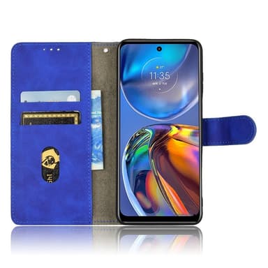 SKALO Motorola Moto E32/E32s Matt PU-læderpungetui - Blå