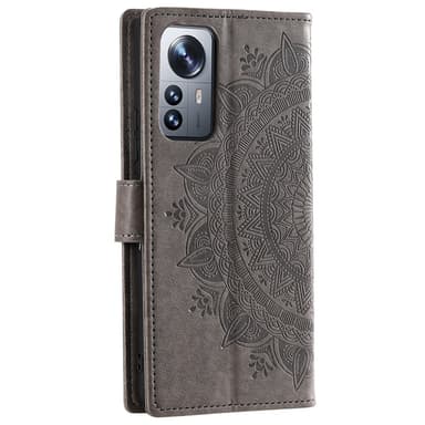SKALO Xiaomi 12 Mandala Flip Cover - Grå