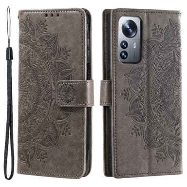 SKALO Xiaomi 12 Mandala Flip Cover - Grå