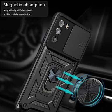 SKALO Motorola Moto G52 Armor Hybrid Metal Ring Camera Slider - Blå